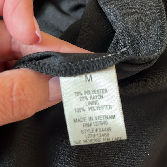 Black White Crochet Lined Summer Lightweight Knee Casual Dress Halter Top Medium - Picture 7 of 8